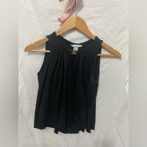 H&M Black Sleeveless Pleated Blouse w/ Gold Hardware - XS VGUC